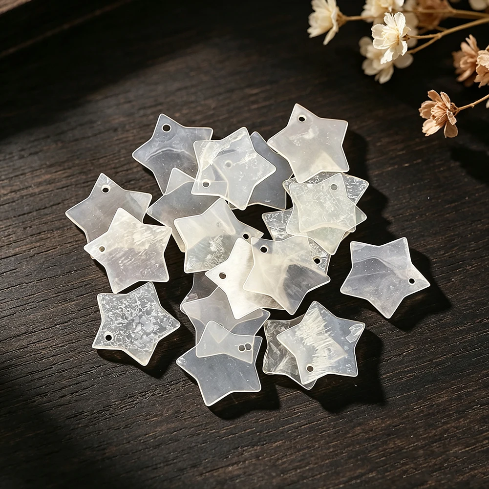 10pcs Natural Windowpane Shell Star Pendant 1.5cm Iridescent Capiz Shell Loose Beads DIY Necklace Earring Jewelry Craft Findings