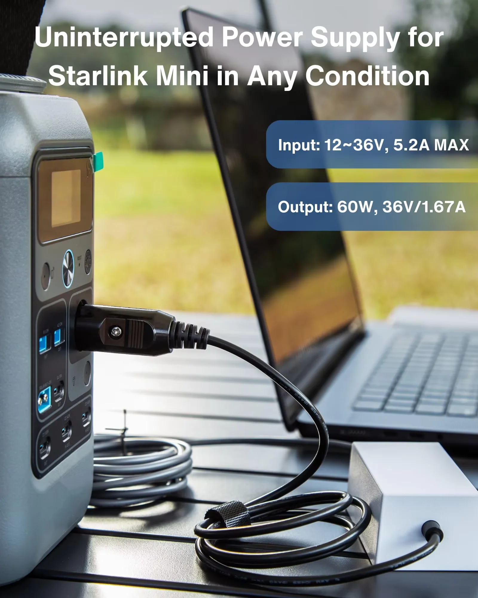 Starlink Mini Car Power Adapter 12V-36V to 36V 5A Waterproof Plug & Play DC Converter for Vehicle RV Boat