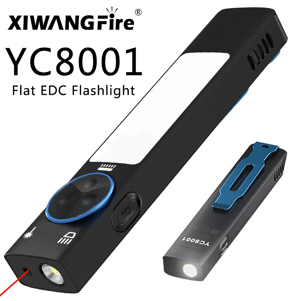 

YC8001 1000LM Мини-фонарик EDC Перезаряжаемый через USB светодиодный фонарик с зажимом для ручки, магнитом и зуммером Встроенный аккумуляторный фонарь для кемпинга