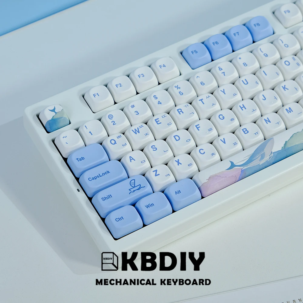 KBDiy KOA Keycaps Ocean Whale PBT Keycap Similar MOA 7u MAC ISO Japanese Korean Russian 135 Keys/Set For Mechanical Keyboard KIT