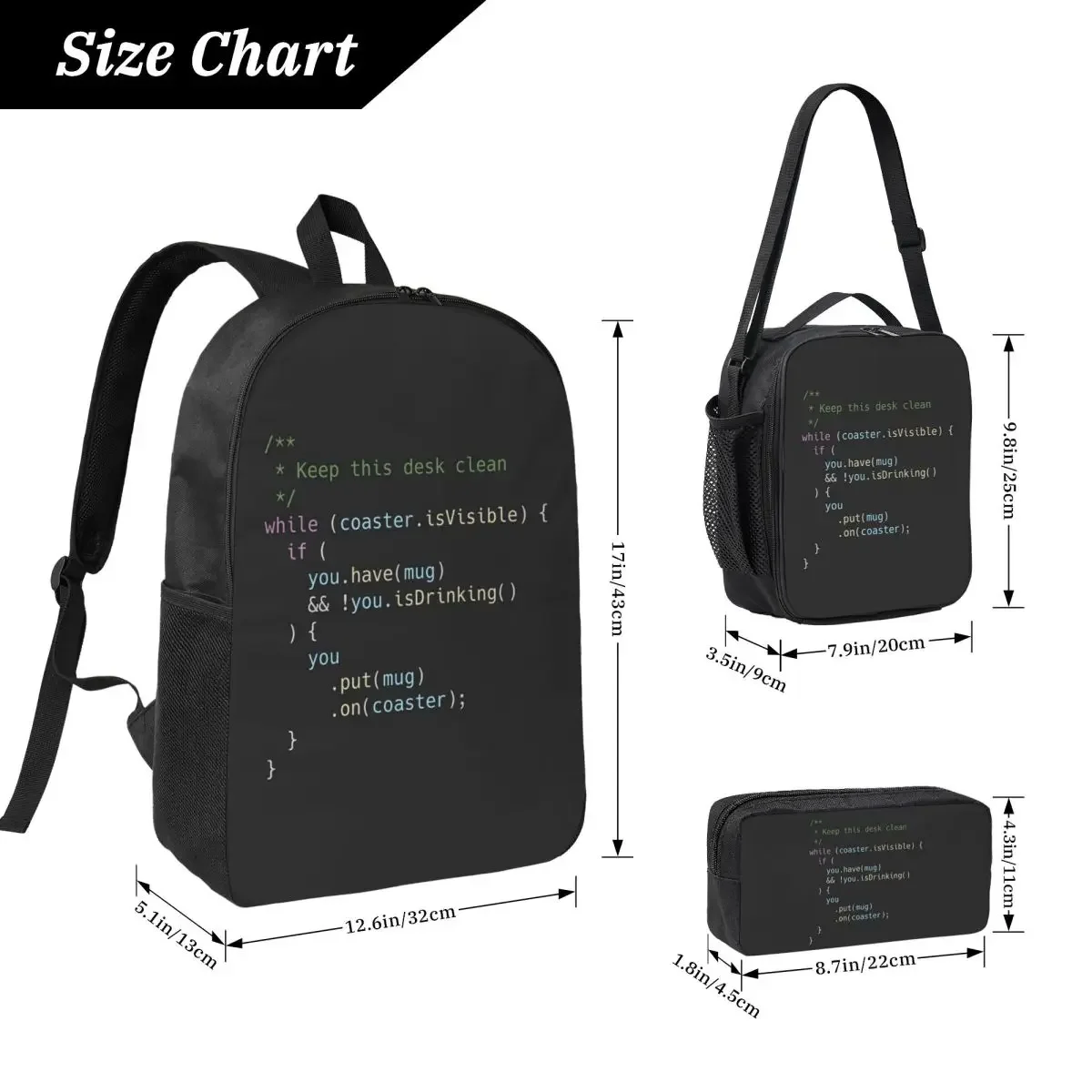 The Perfect Coaster For Programm Backpack Boys Girls BookBag School Bag Laptop Shoulder Bags 3ps Insulated Lunch Bag Pencil Case