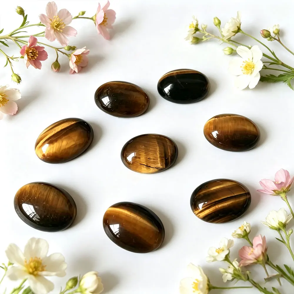 

2pcs/Lot Natural Crystals Stones Tiger Eye Oval Gemstones Healing Minerals Quartz Spiritual Meditation Reiki Chakra Home Decor