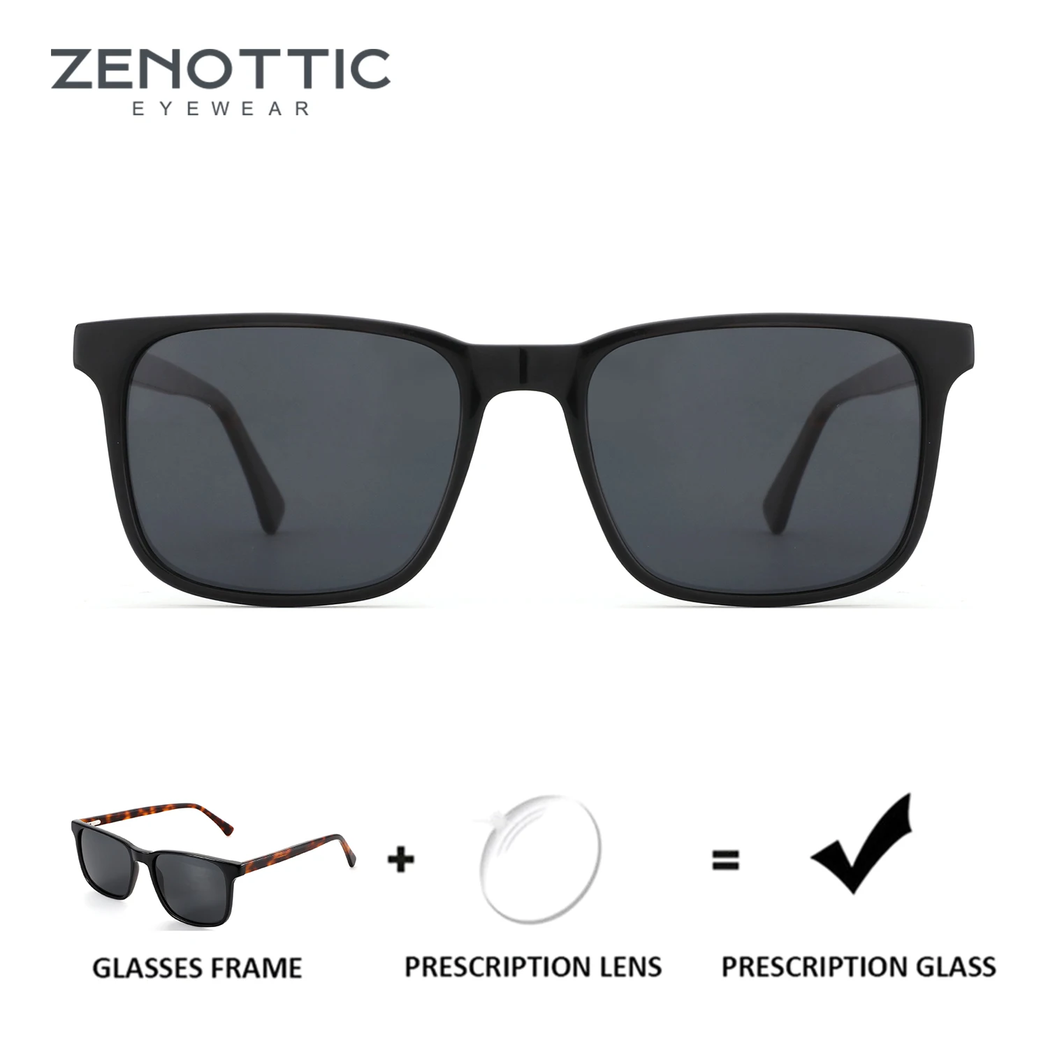 

ZENOTTIC (размер M) квадратные солнцезащитные очки по рецепту с ацетатным храмом для мужчин, трендовые поляризационные оптические солнцезащитные очки UV400