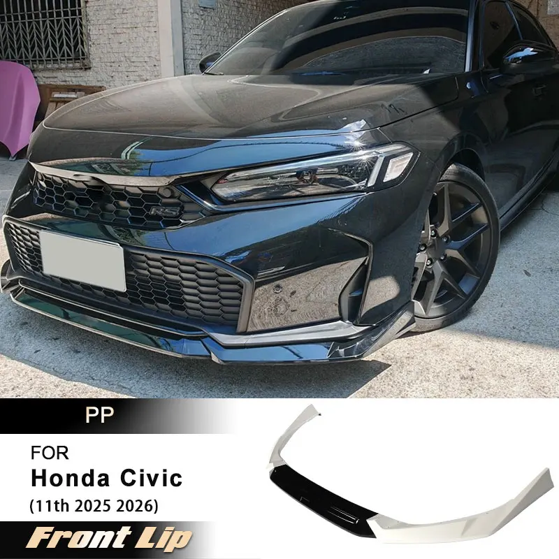 

Car Front Bumper Lip Spoiler for Honda Civic 11th 2025 2026 Racing Front Lip Chin Arpon Body Kits PP Black White Blue Grey