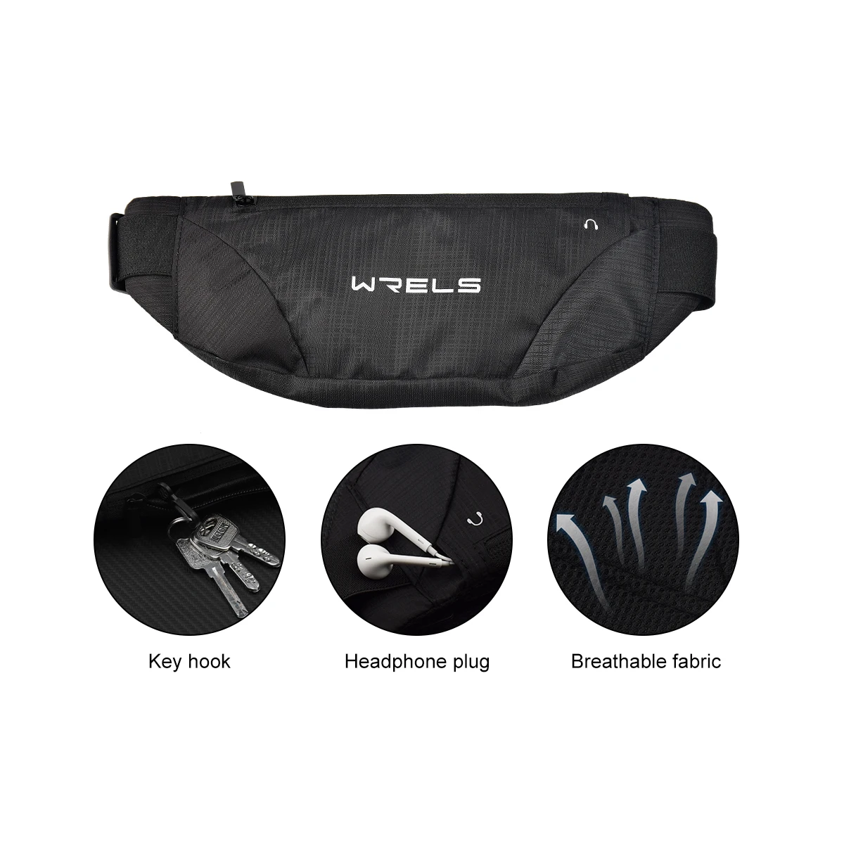 WRELS Invisible Waist Belt Bag Lightweight Breathable Elastic Running Phone Bag Foldable Gym Waist Belt Bag Portable Cycling Bag