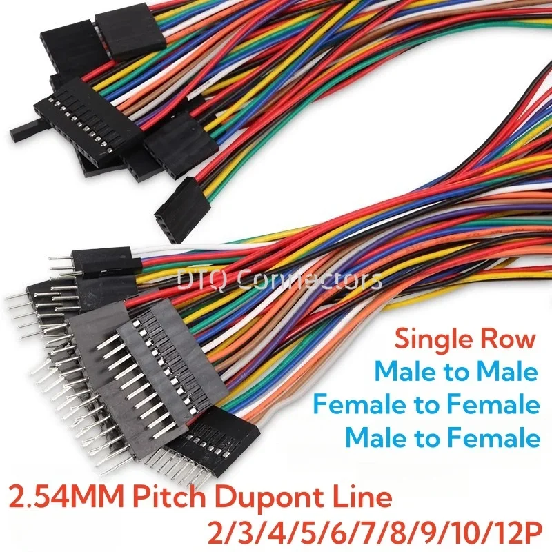10pcs 2.54mm Pitch Line Female / Male 2p 3p 4p 5p 6 7 8 10 12 Pin Cable Connector Jumper Cable Wire 10cm/20cm/30cm