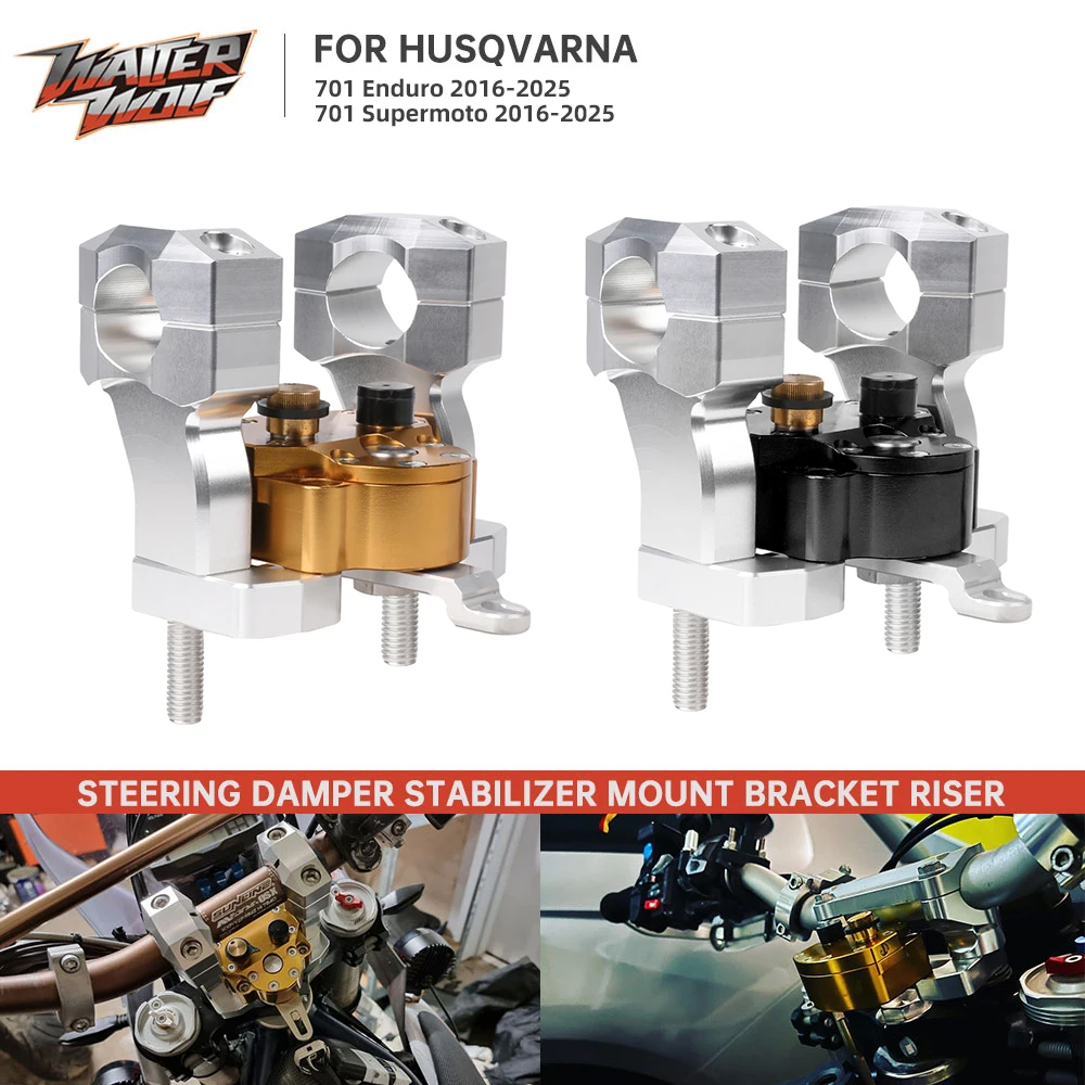 2025 2024 For Husqvarna 701 Enduro 701 Supermoto 16-2023 Adjustable Steering Dampers Stabilizer Support Bracket Handlebar Riser