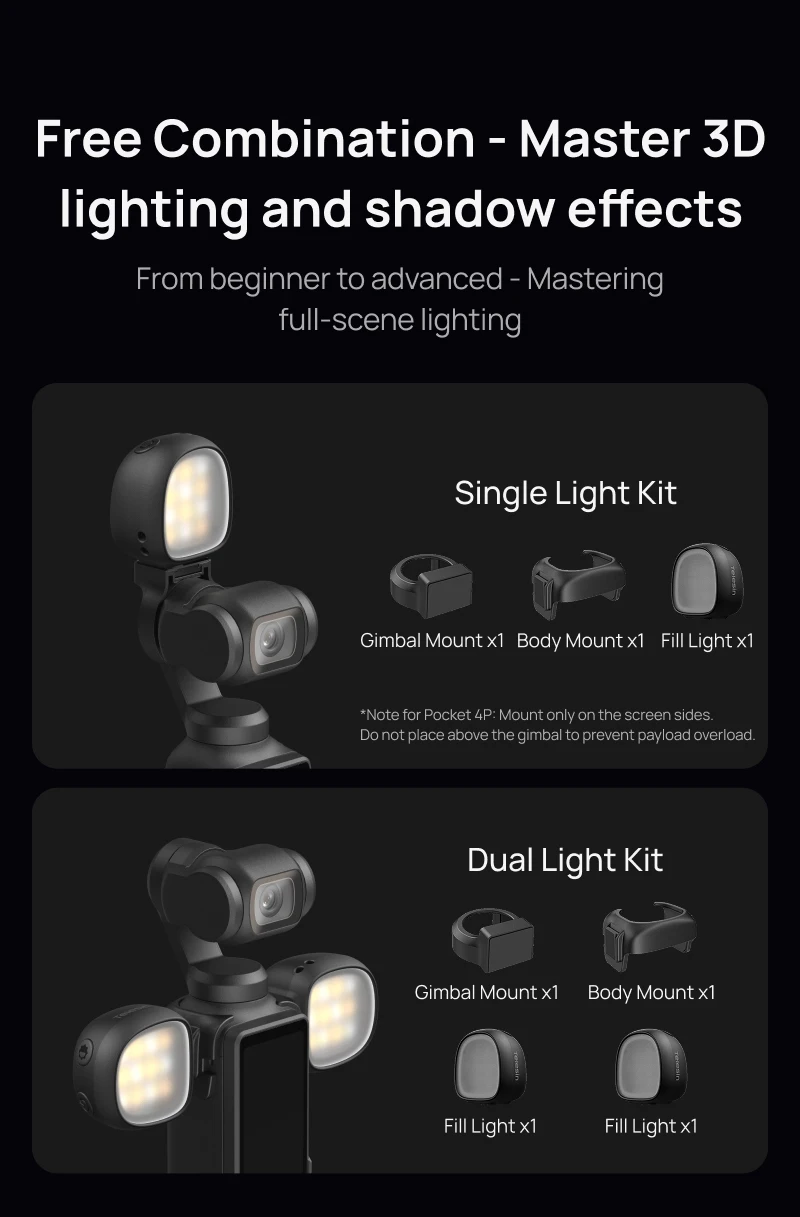 TELESIN Magnetisches Mini-Schnellwechsel-Fülllicht Selfie-Licht für DJI OSMO Pocket 4 4p Mini Schnellwechsel Tragbares Fülllicht – Detail 10