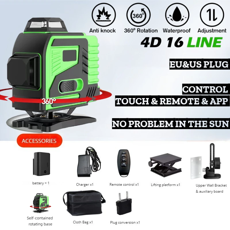 tripod/nivel a laser 16 Lines Laser profesional Level green line Self-leveling 360 autonivelant