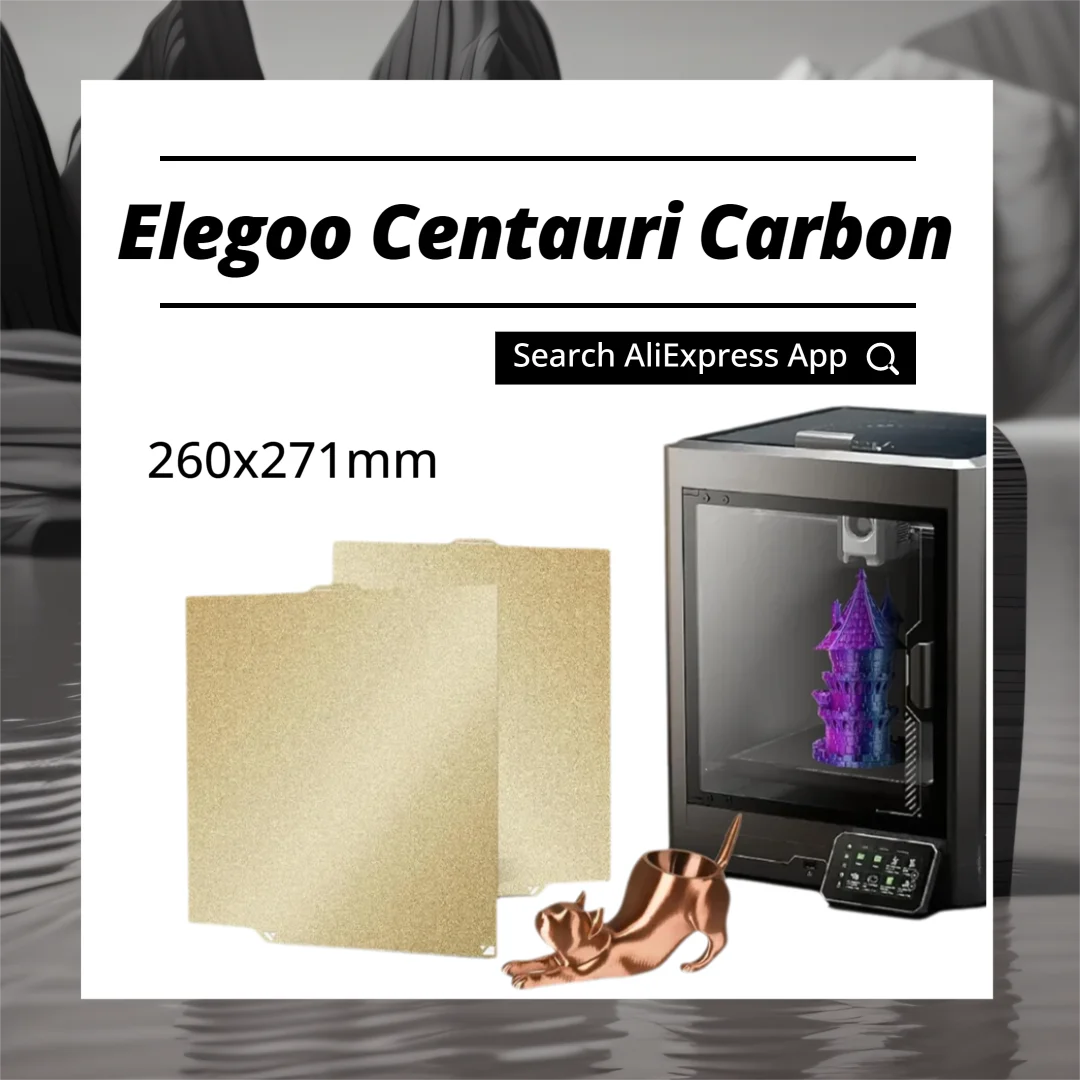 

ENERGETIC Elegoo Centauri Carbon/Centauri Строительная пластина 260x271 мм Магнитная текстурированная PEI Двусторонний гибкий стальной лист