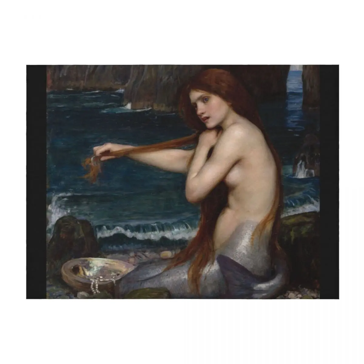 

The Mermaid - John William Waterhouse Throw Blanket Hairy Retros Single Winter beds Blankets