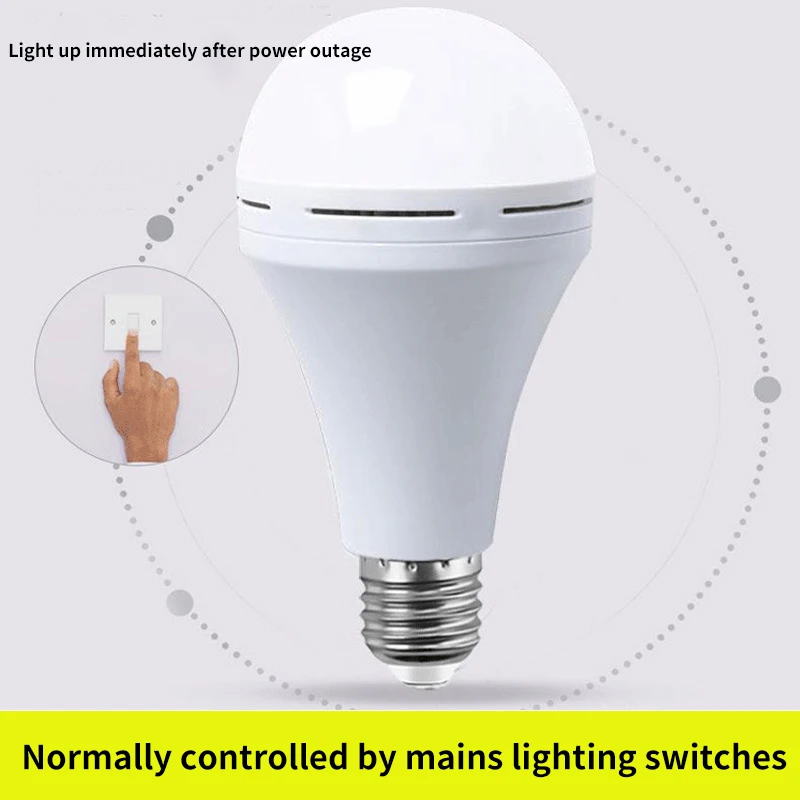 Outdoor Camping LED Emergency Light Operated White Light Bulb Battery Light Rechargeable Stay Lights Up When Power Failure