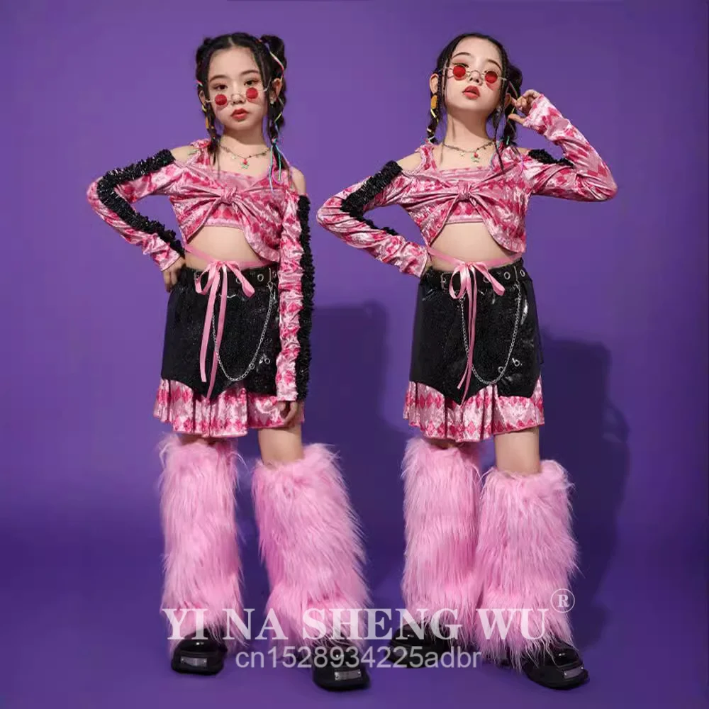 

Костюм для джазовых уличных танцев для девочек, сценический наряд, одежда для подиума, модная блестящая крутая одежда для молодежи в стиле K-pop Y2K