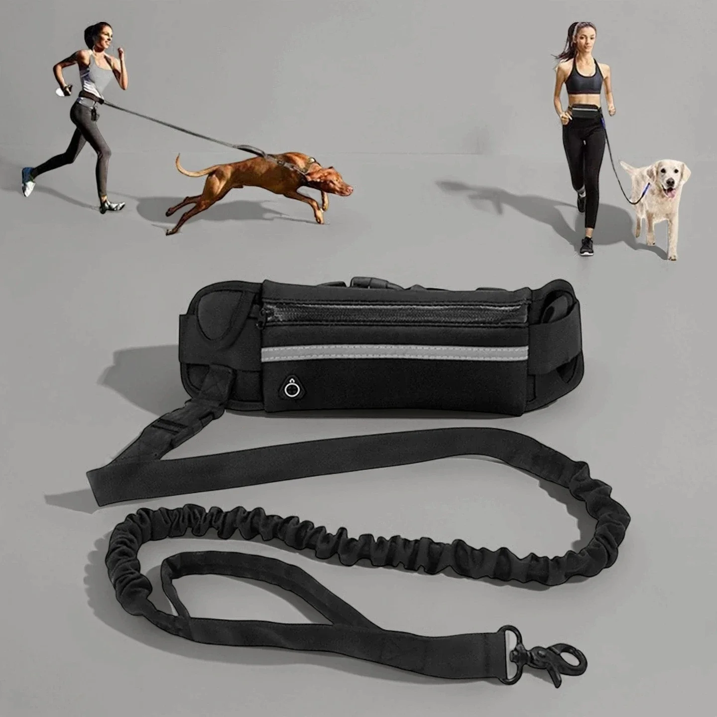 

Reflective Hands Free Dog Leash for Running with Waist Bag Retractable Elastic Belt Pet Walking Traction Rope