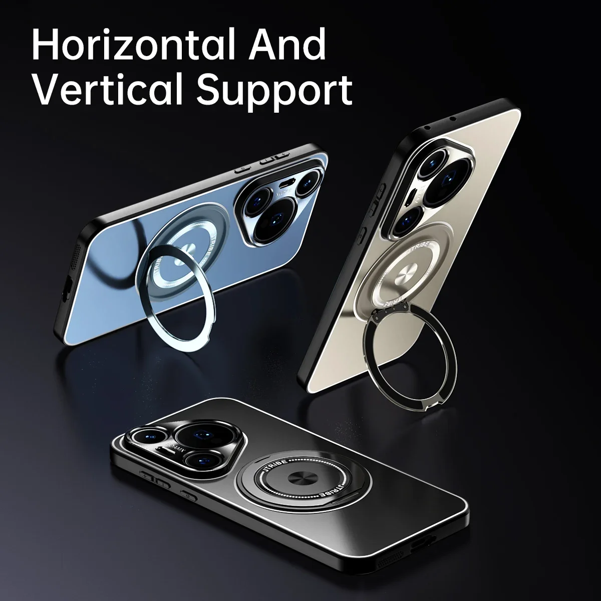 

Luxury Magnetic Rotate Kickstand Ring Holder for Huawei Pura 70 Pro 80 Ultra Phone Case Soft Bumper Matte Metal Back Cover Cases