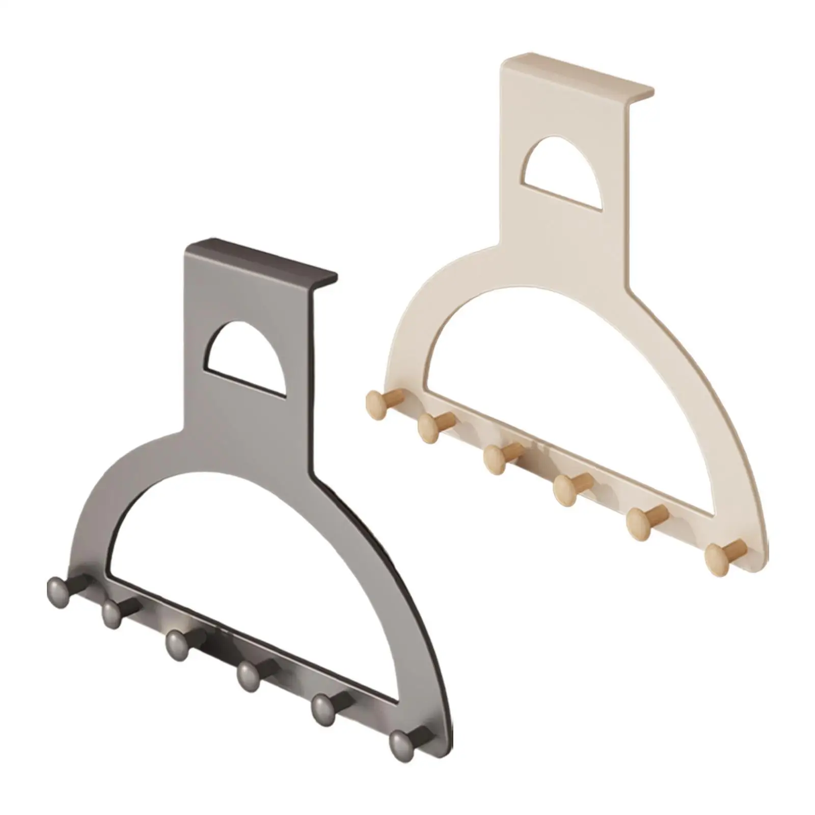 

Semi Circular over The Door Hook Easy Installation Space Saving with 6 Hooks for Wardrobe Office Bathroom Living Room Scarves