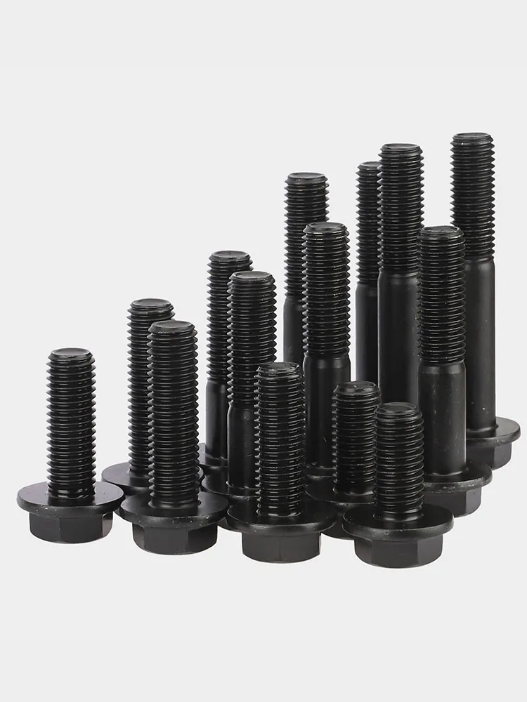 M6 M8 M10 M12 M16 Hexagon Head Flange Cap Screws Hex Washer Head Bolts Hex Flange Screw Grade 10.9 Steel Black