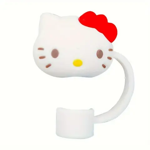 6 개/대 귀여운 Sanrio Kuromi 헬로 키티 스탠리 컵 용 재사용 가능한 밀짚 토퍼 Kawaii Melody 방진 10mm 팁 커버