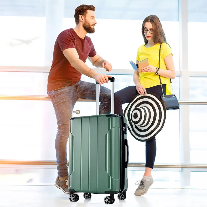 

Hardshell Lage Lightweight Durable ABS Suitcases With Double Wheels Expandable 28 Inch Checked Lage Double Telescopic Handle