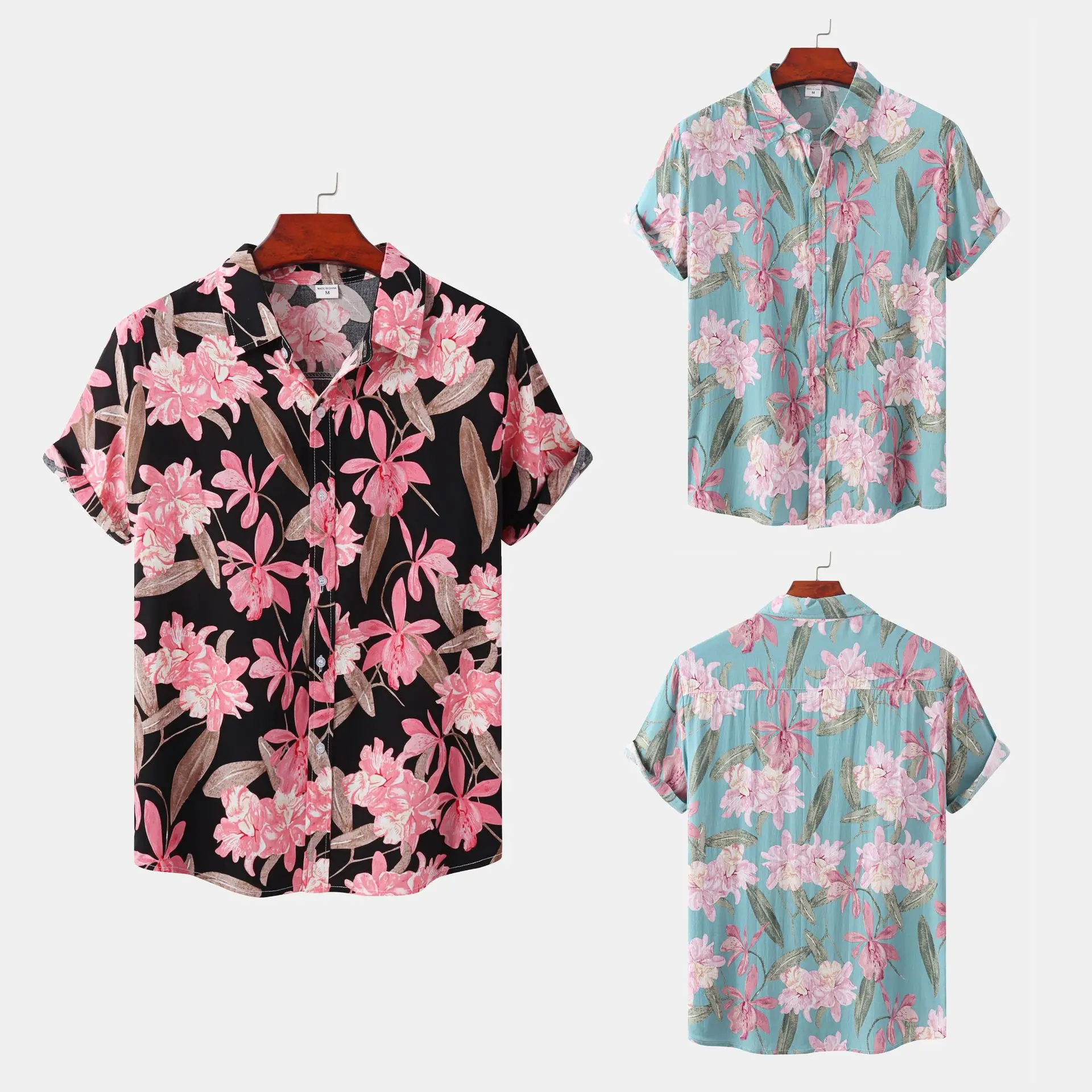 

Summer 2024 Men's Casual Floral Print Loose Beach Shirt Trendy Short Sleeve American Style Loose Fit Youthful Popular Big Size