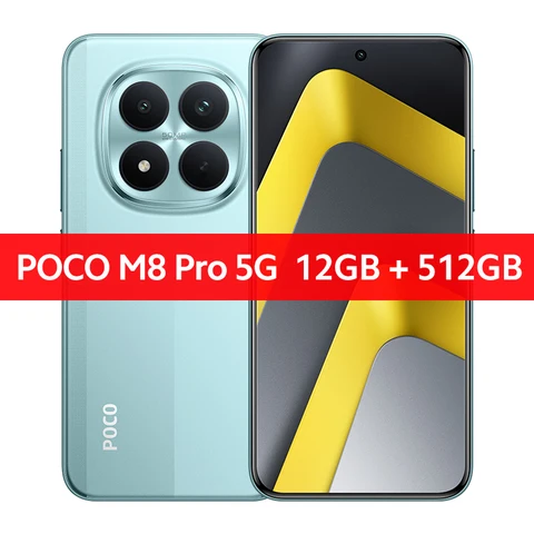 Глобальная версия смартфонов POCO M8 Pro с экраном 6.83 дюйма и процессором Snapdragon ®   Симметричные стереодинамики 7s Gen 4, 6500 мАч, 100 Вт, HyperCharge