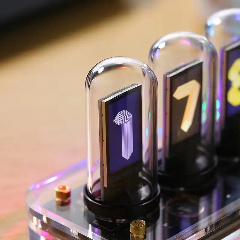 Desktop Nixie Tube Clocks Kit Led RGB Luxury Electronic Table Clock Digital Watch Lamp Desk Boyfriend Gift Destiny Stone Door