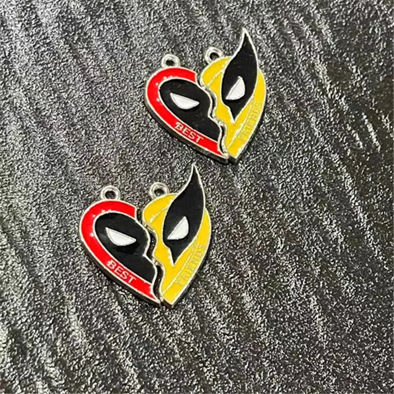 Disney Deadpool & Wolverine Best Friends Charm Pendant Necklace Keychain DIY Handmade Keychain Necklace Cute Earring Accessories