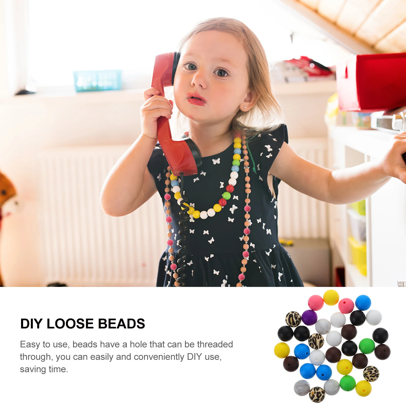 

Silicone Bead Jewelry Beads​ Loose for Small Making Keychain Crafts Round Jewellery
