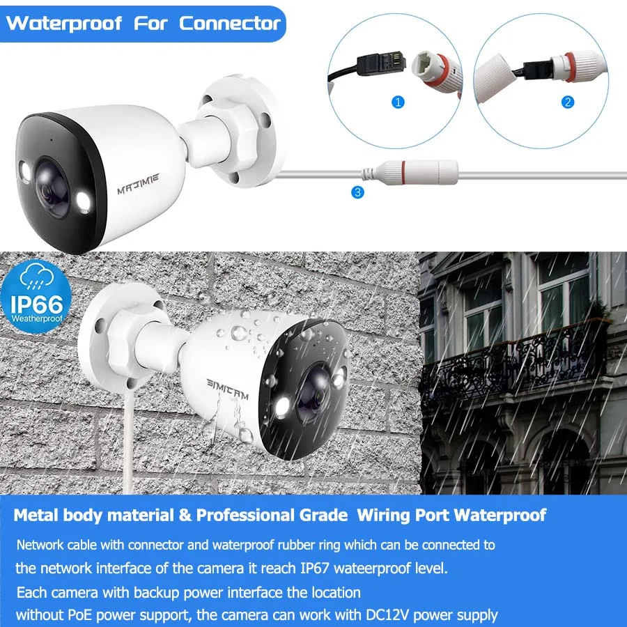 4K 8MP POE Security IP Camera 5MP 4MP Ultra Large Wide Angle Lens 1.6MM2.8MM Smart Alarm Color Night Vision Compatible Onvif NVR