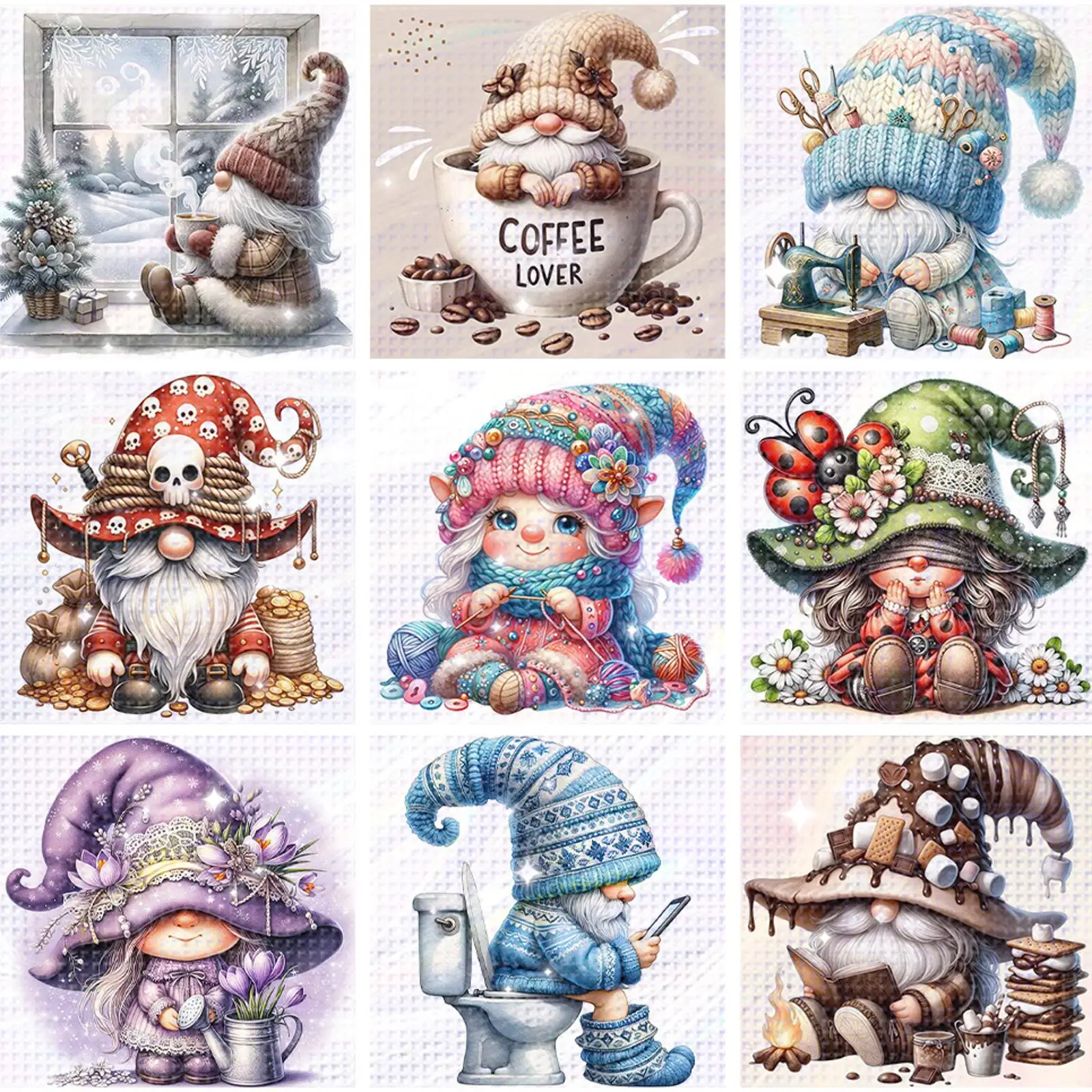 

Full Embroidery Beads Printed 11CT Gnome Cross Stitch Kit Home Art Decor
