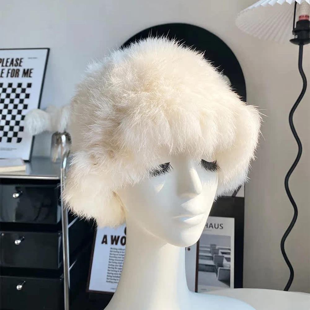 

New Real Rabbit Fur Fisherman's Hat For Women Winter Warm Rabbit Fur Caps Soft Natural Rabbit Fur Hats Female Fashion Fur Cap