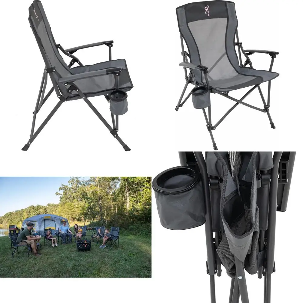 

Портативные походные стулья для взрослых с прочной сеткой, стальной каркасом, подлокотниками, подстаканником и сумкой для переноски