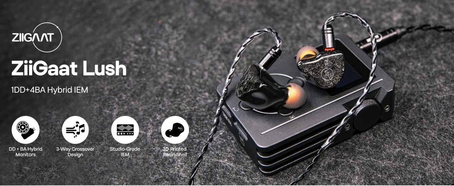 ZiiGaat Lush Studio 1DD+4BA Hybrid-IEM-Hifi-Kopfhörer, kabelgebundene Ohrhörer mit neutraler Tonalbalance für Hören – Detail 1