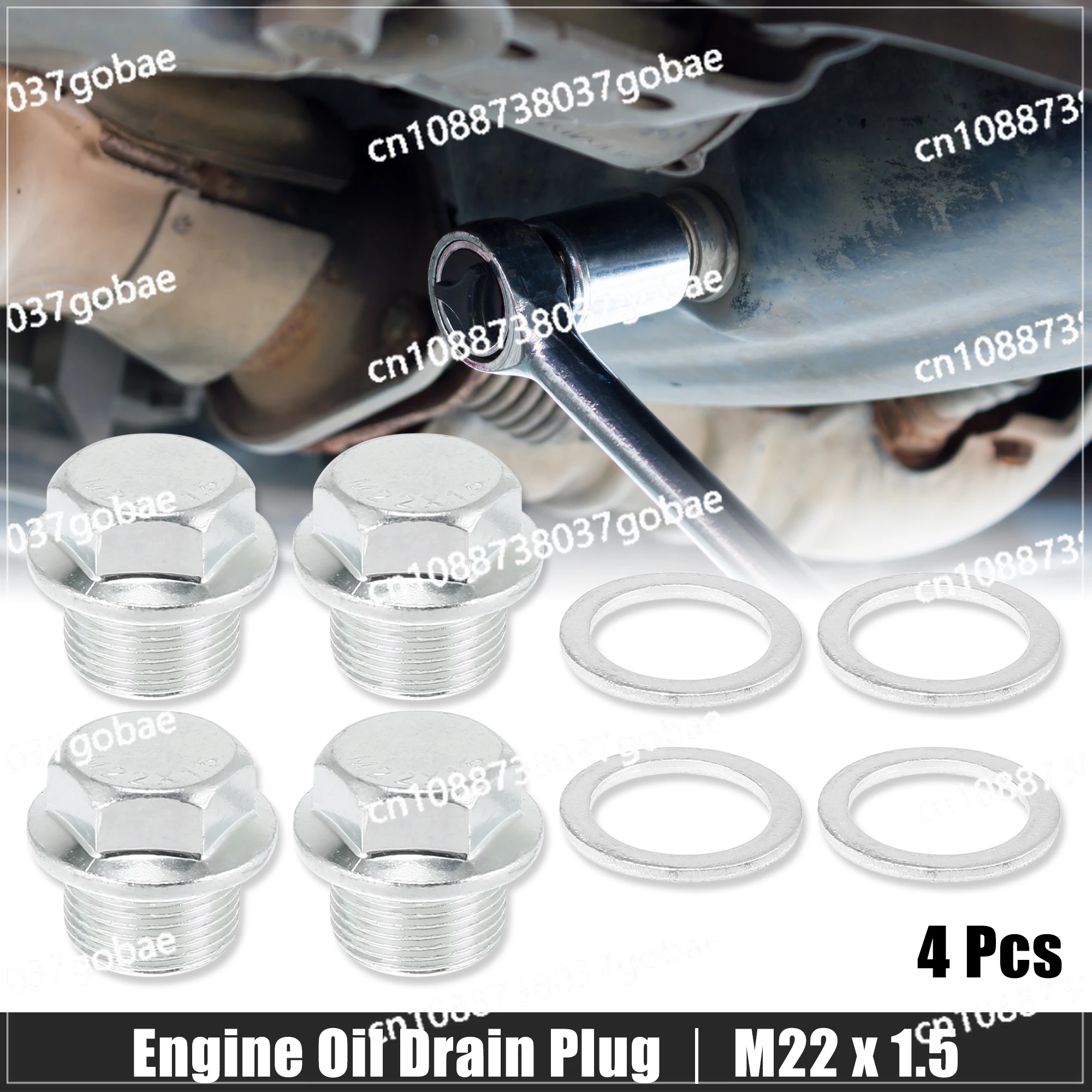 X Autohaux 1/2/4Pcs M22x1.5 Auto Engine Oil Drain Plug Screw with Stainless Steel Seal Ring Replacement for GM Car Accessories