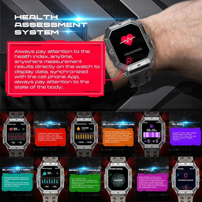 Nowy Smartwatch Męski do Sportów Outdoorowych 1000MAH Super Wytrzymałość Smartwatch GPS Tracker Kompas Połączenia Bluetooth Wodoodporny Smartwatch