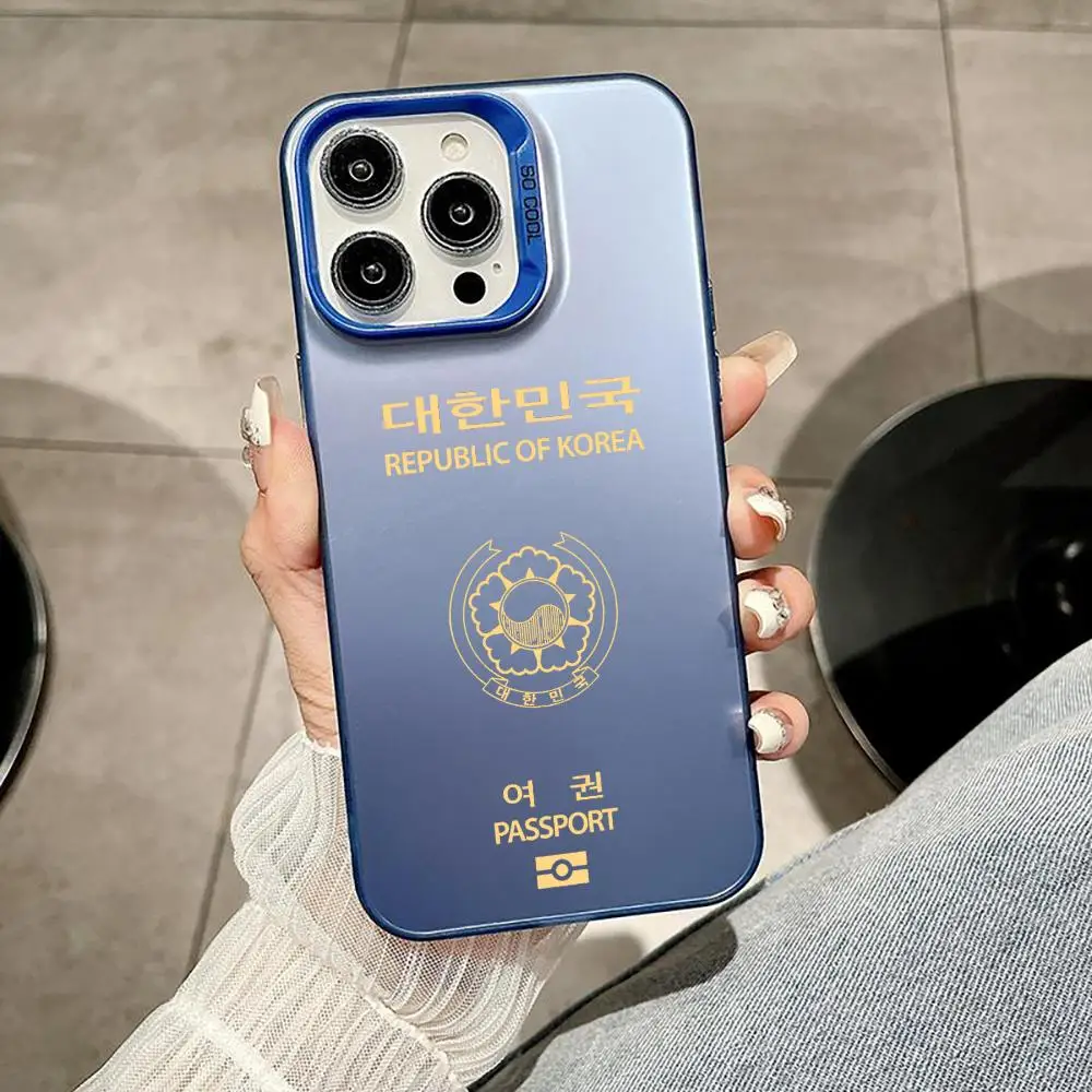 حافظة هاتف كورية لجواز السفر لهاتف آيفون 11 12 13 14 15 16 17Pro Max Air Plus حافظات فضية ملونة فاخرة وخفيفة الوزن