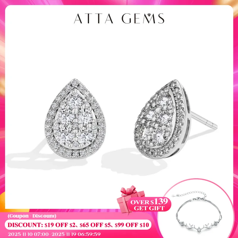 

Серьги в форме капли Attagems с муассанитом DVVS1, круглая огранка, стерлинговое серебро 925 пробы, позолоченные для женщин, ювелирные изделия для свадебной вечеринки, подарок