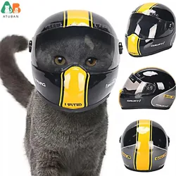 ATUBAN Handsome Pet Helmet,Cute Cat Dog Cap Outdoor Anti-Collision Mini Motorcycle Helmet Cat Dog Styling Photo Props Pet Hat