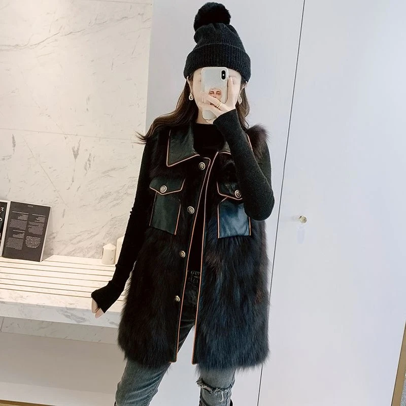 

Women's Thick Faux Fur Vest 2025 Autumn Winter Mid Length Slimming Outerwear Eco Friendly Youthful Sweet Cool Design​