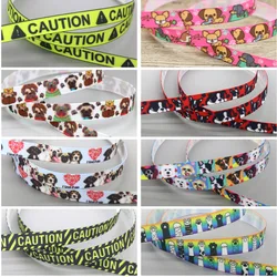 DHK 3/8'' 10yards Cat Dog Paw Caution Printed Grosgrain Ribbon Headwear Hair Bow Diy Party Decoration OEM Wholesale 9mm B2312