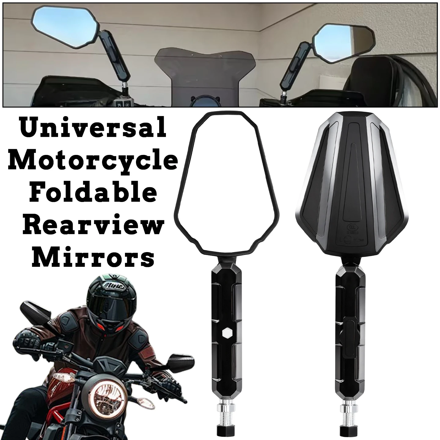 

For Kawasaki BMW Honda Yamaha Motorcycle Rearview Mirrors Carbon Fiber Style Rear Mirrors Adventure Foldable Mirrors ATV Mirrors