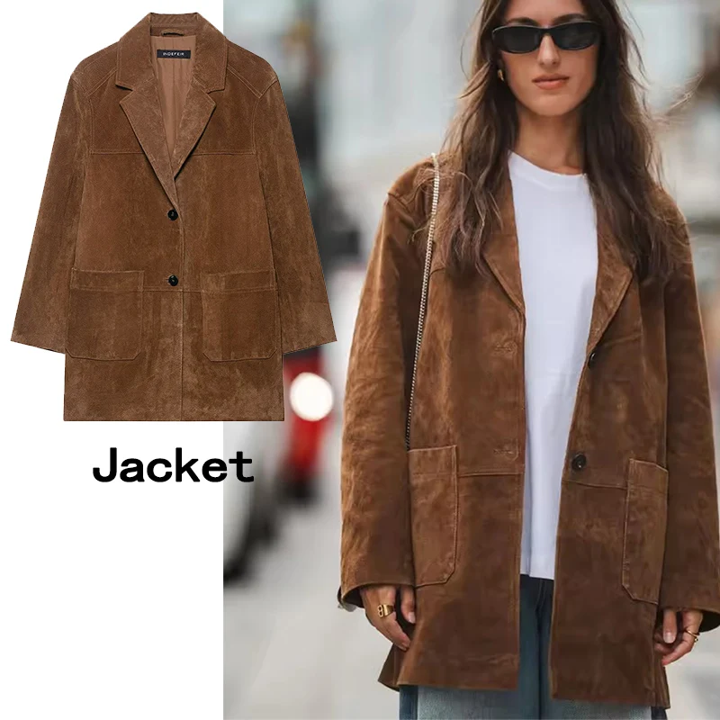 

Осень 2024, новые длинные куртки для женщин, однобортная куртка с длинными рукавами и лацканами, пальто, винтажная свободная женская верхняя одежда, уличная одежда