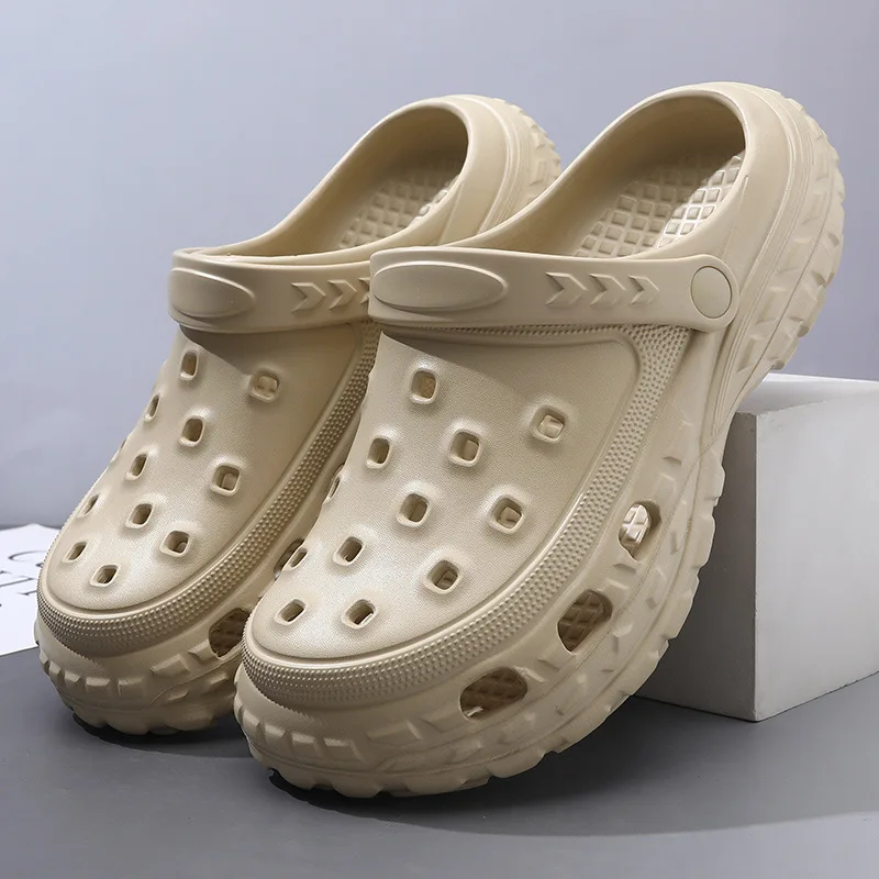 

Новинка 2023 года, летние противоскользящие тапочки из ЭВА, мягкие и прочные сандалии на толстой подошве, двойного назначения для пляжа, улицы, дома, моды унисекс