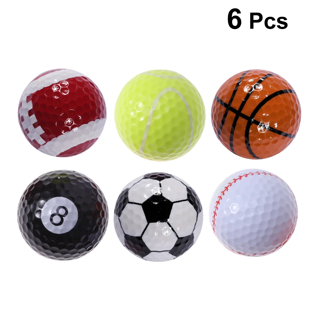 6pcs Sports Theme Ball Training Sports Balls Simulation Rubber Practice Ball Supplies for Outdoor (Tennis, Basketball,
