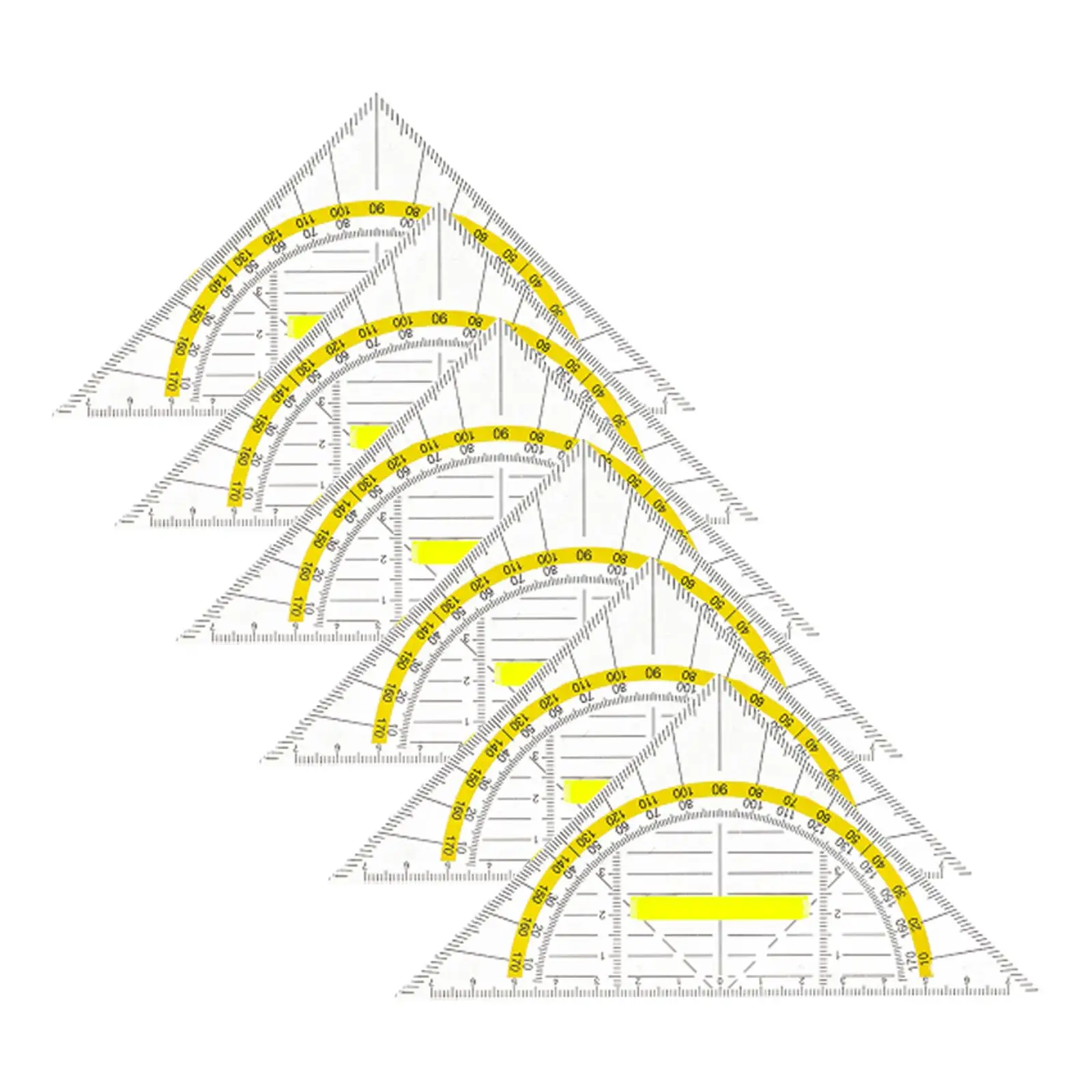 6Pcs Set Square Triangular Ruler Multifunctional Measuring Tool with Yellow for Classroom Home Student