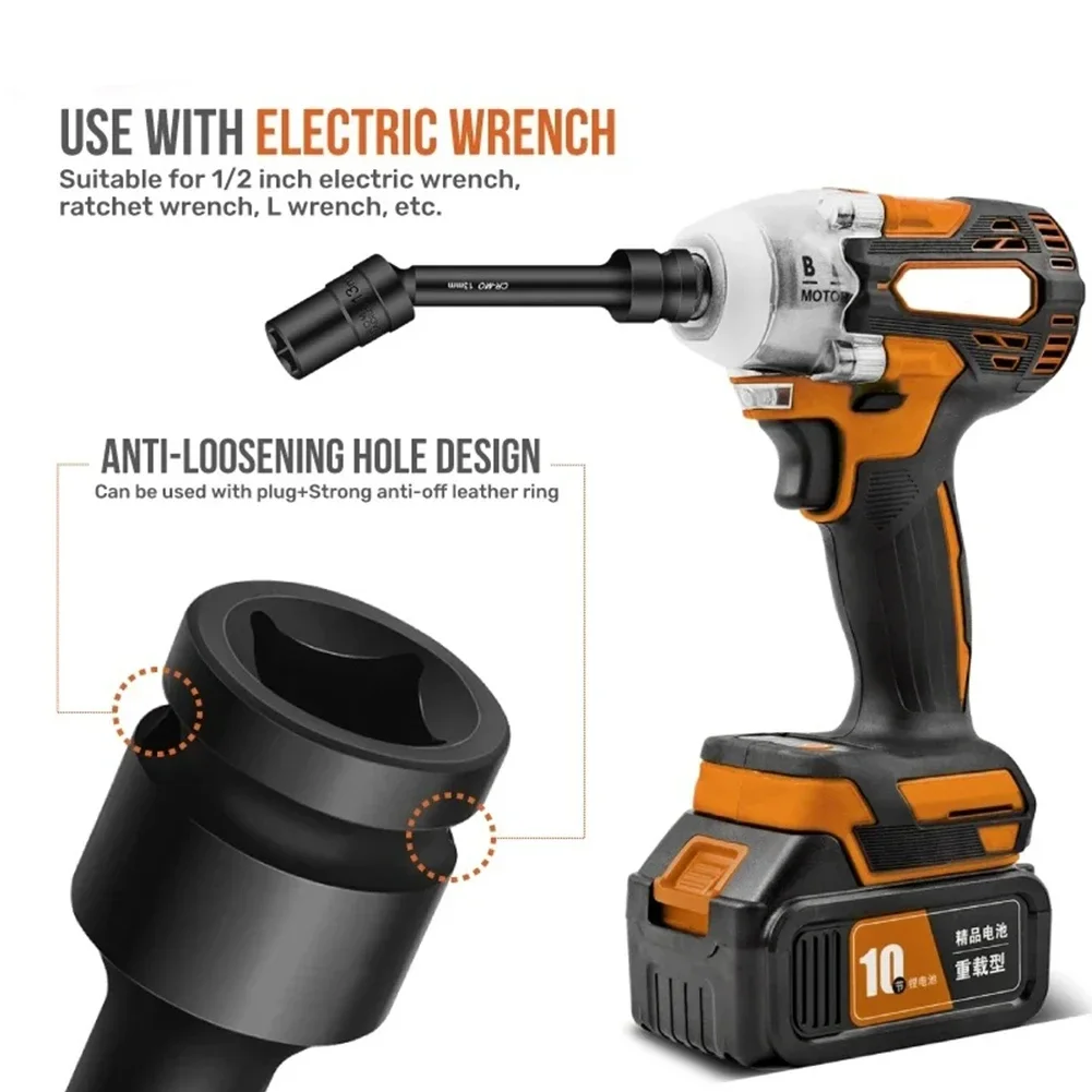 Impactdraaibare Hex-Aansluitkop Adapter 1/2 Inch Aandrijving Universele Verbinding Cr-Mo Stalen Sleutel Converter 12-19Mm