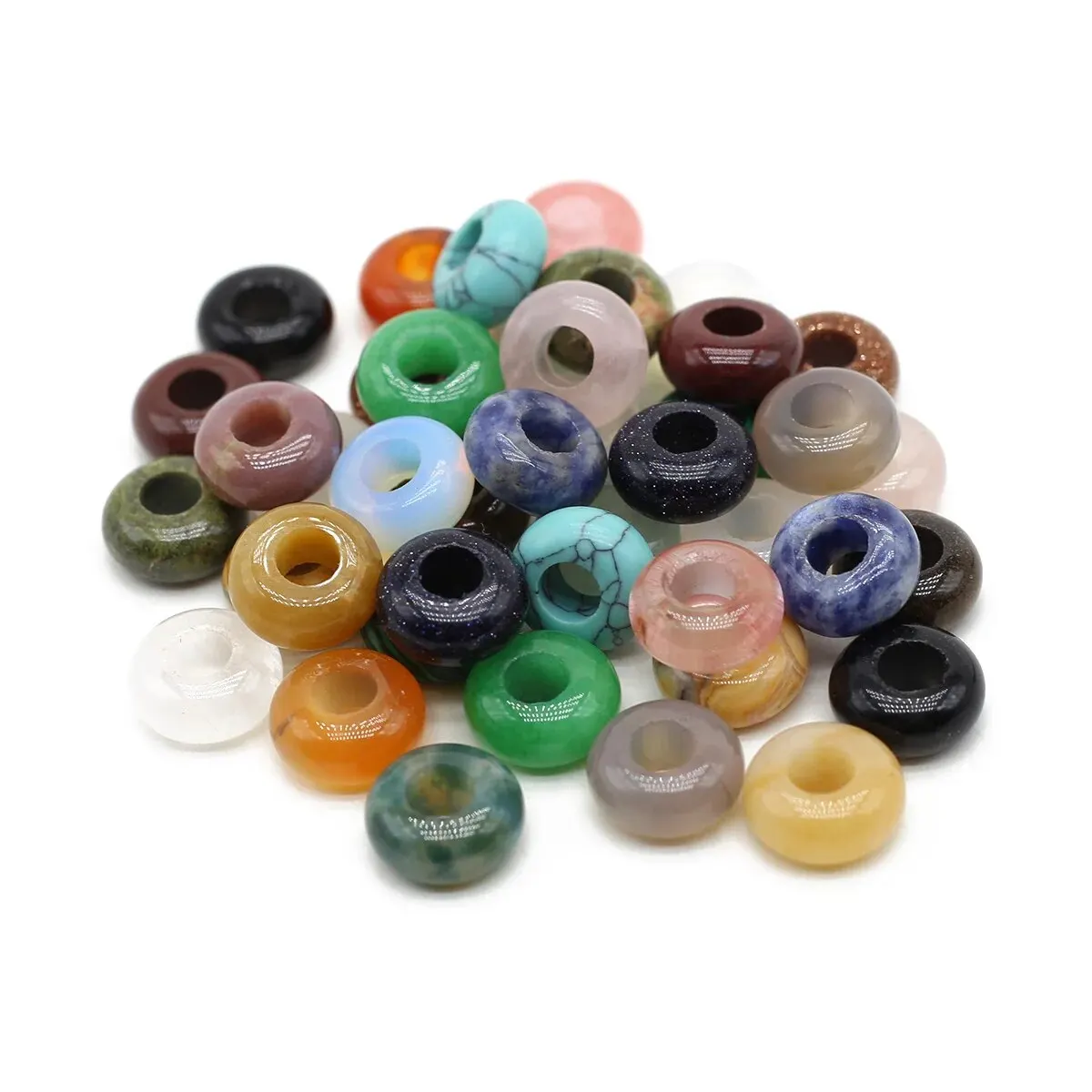 5pcs/Pack 8x14mm Natural Stone Abacus Shape 6mm Large Hole Beads Tiger Eye Quartz Beads for Jewelry Making DIY Necklace Bracelet