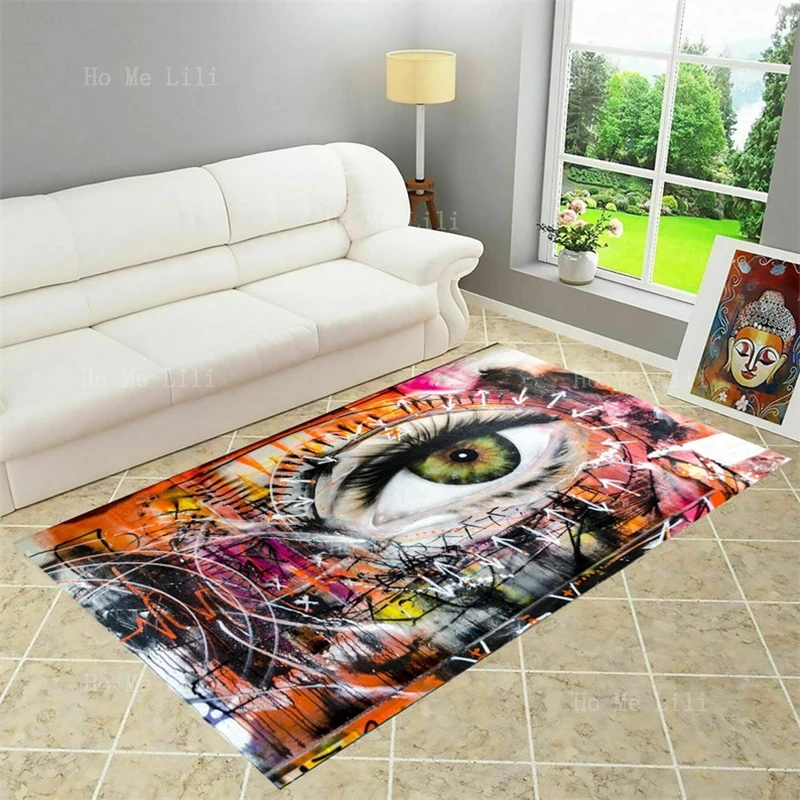 Flannel Floor Rugs Themed 3D Abstract Eye Pattern Popular Modern Carpet Non Slip Home Decoration For Living Room Bedroom