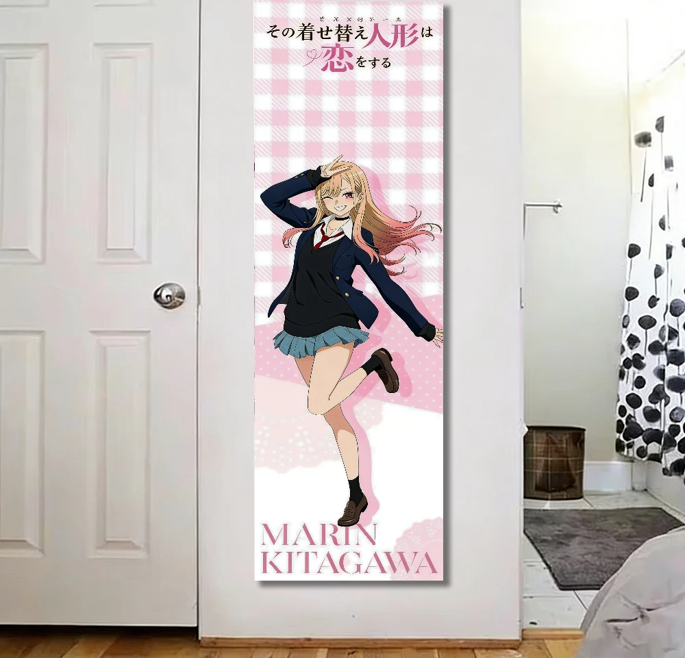 Anime-Mädchen Wandteppich, lang, vertikal, rosa, ästhetisch, Wandbehang für Mädchen, Schlafzimmer, Wohnheim-Dekoration
