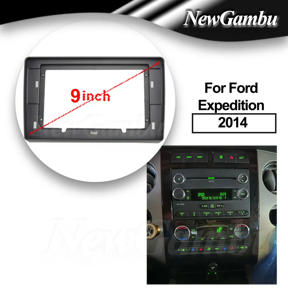 

9 inch 2Din Car DVD Frame Audio Fitting Adaptor Dash Trim Kits Facia Panel For Ford Expedition 2014 Frame No Cable